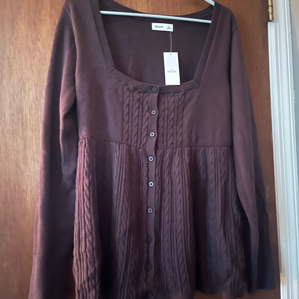 Hollister Brown Button-Up Cardigan